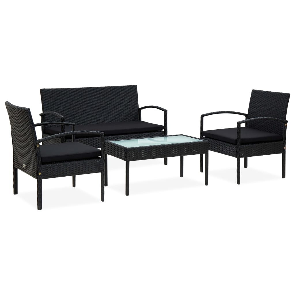 Loungeset Met Kussens Poly Rattan